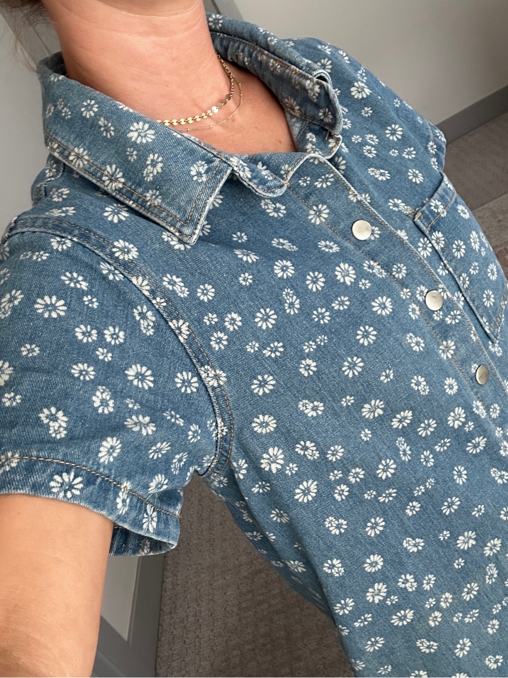 Pink Desert Blue Floral Denim Shirt Dress — image 4 of 7
